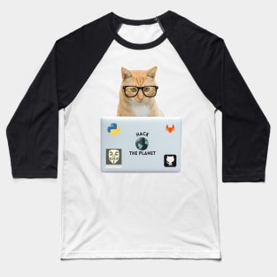 Hacker Cat Baseball T-Shirt